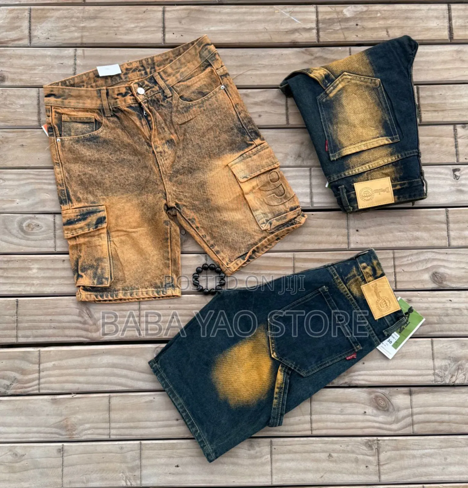 Men's Summer Baggy Jeans Short Breathable Loose Wode Leg Pants
