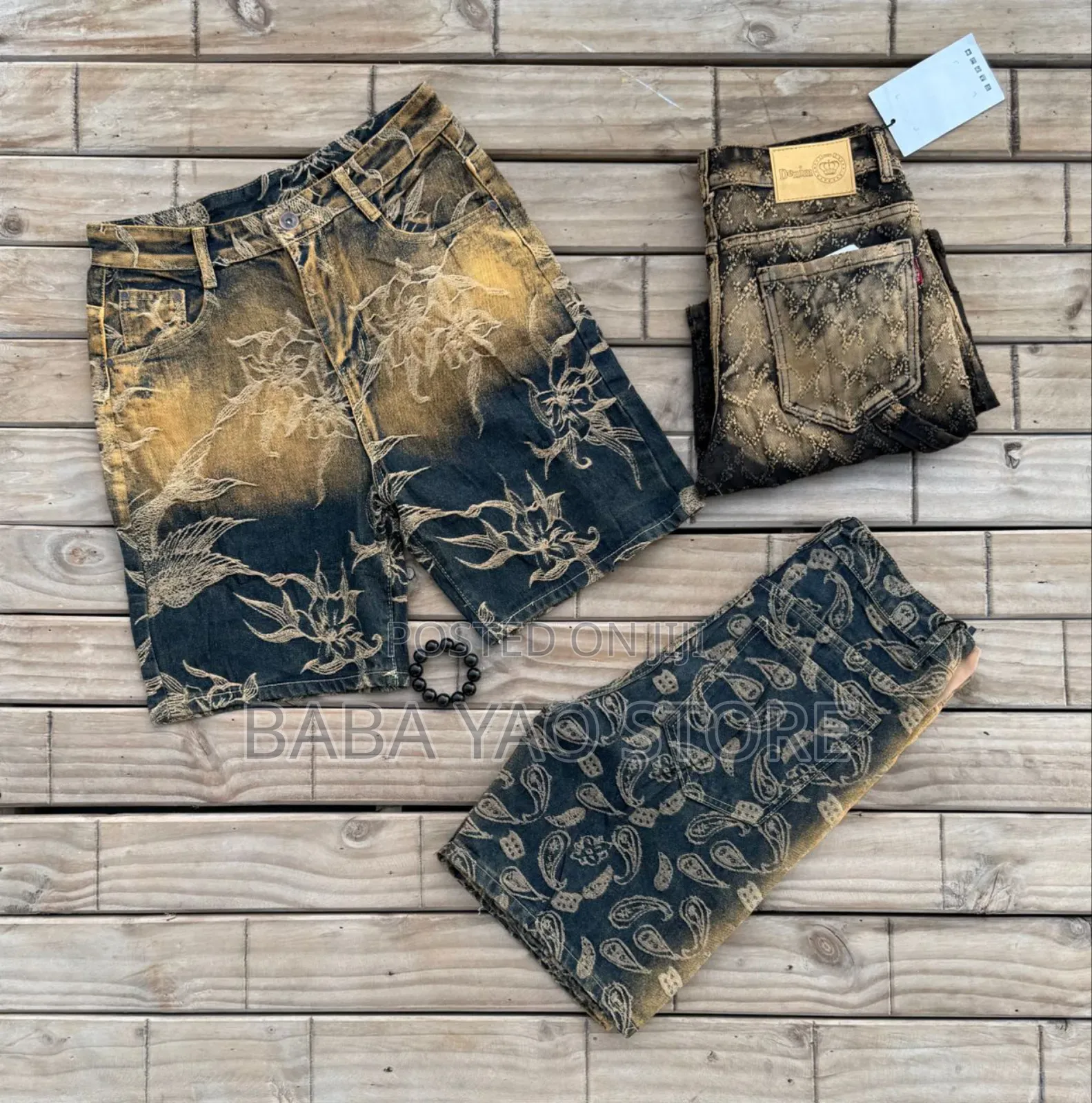 Men's Summer Baggy Jeans Short Breathable Loose Wode Leg Pants