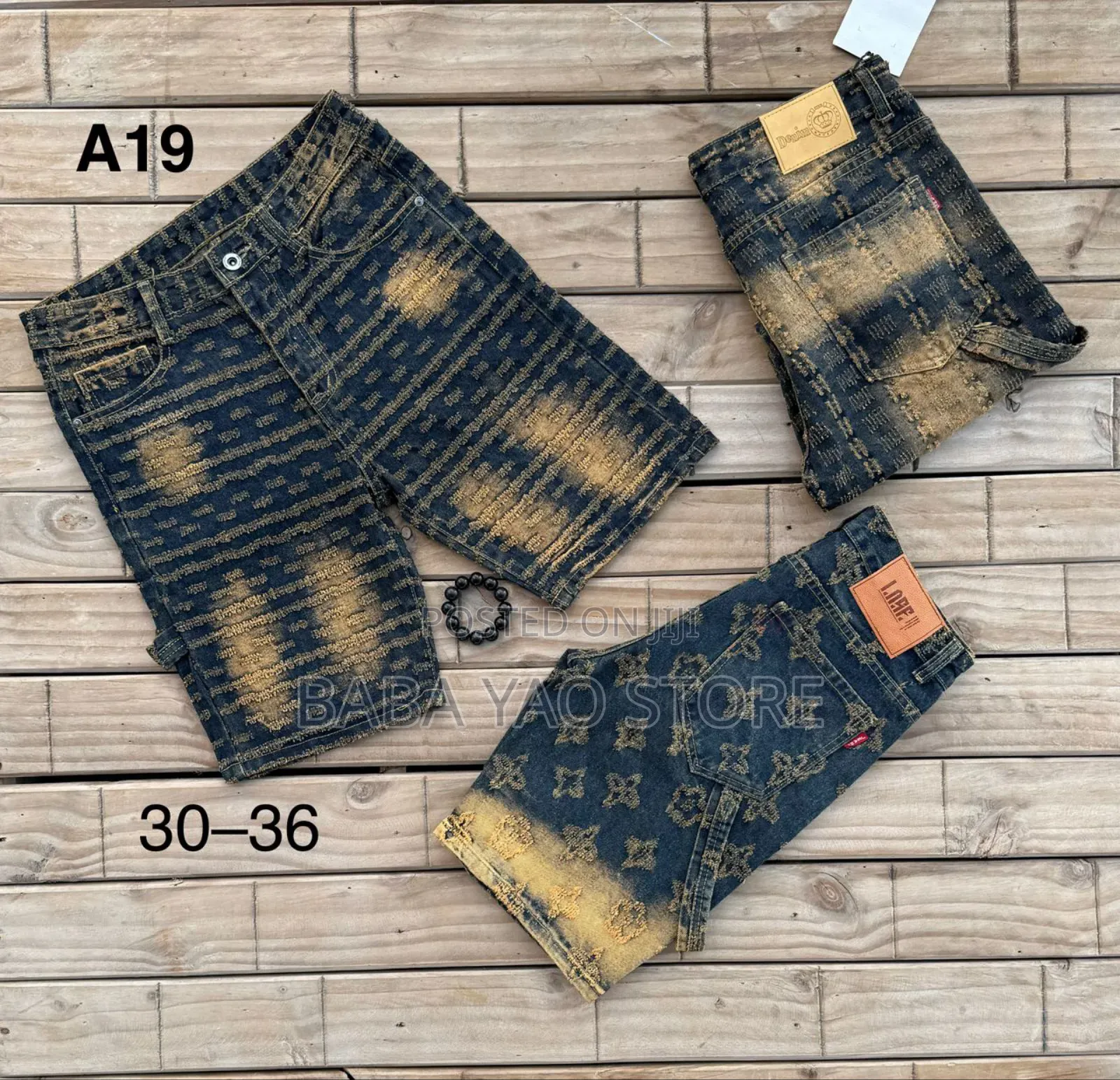 Men's Summer Baggy Jeans Short Breathable Loose Wode Leg Pants