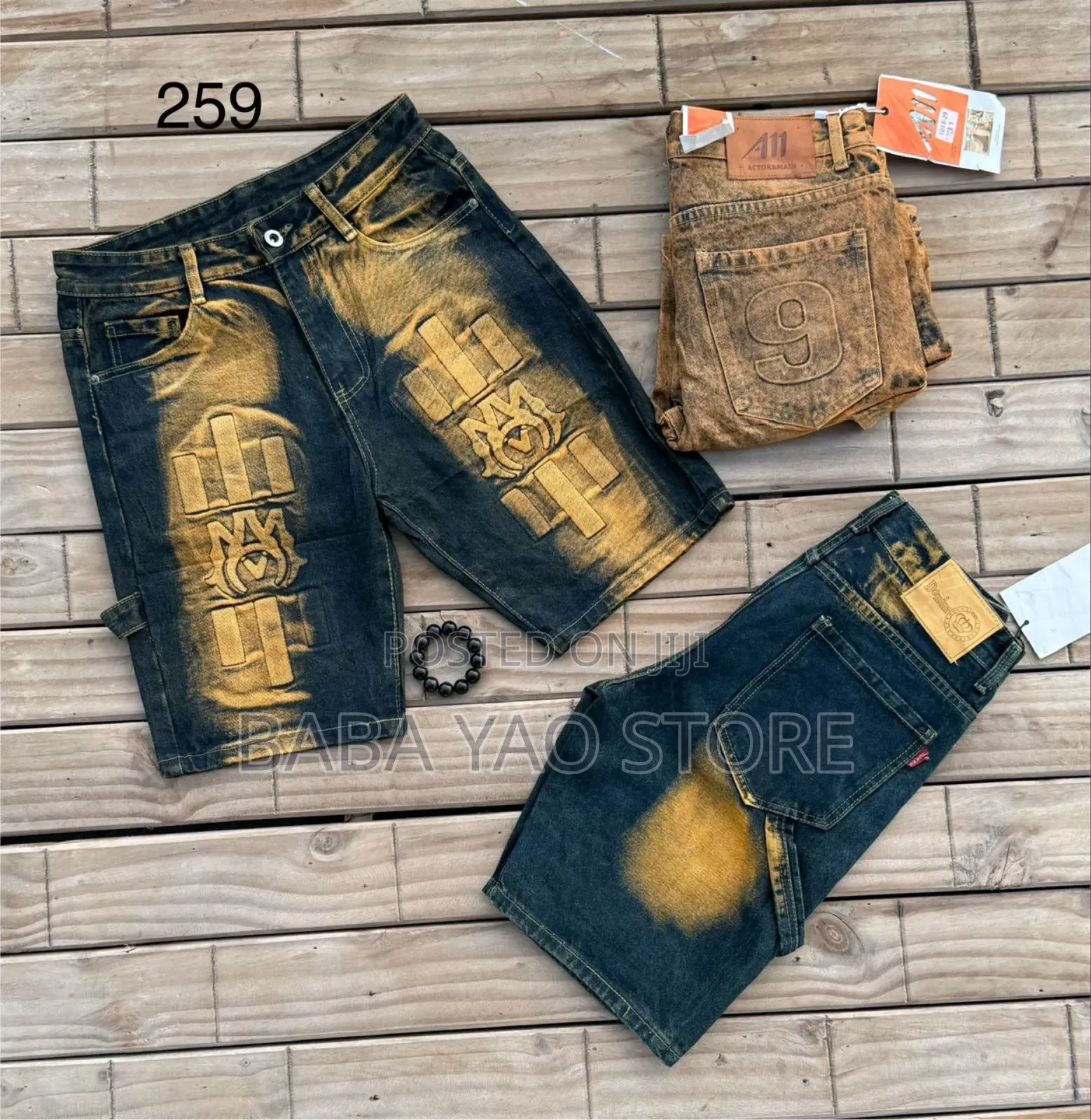 Men's Summer Baggy Jeans Short Breathable Loose Wode Leg Pants