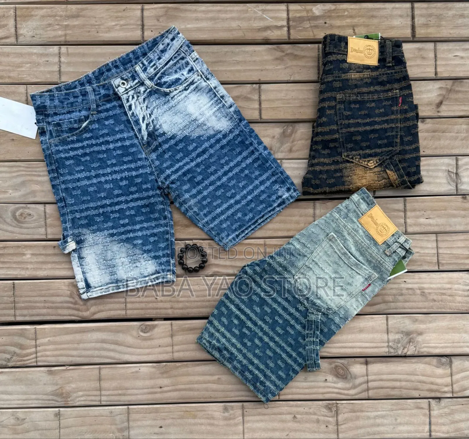 Men's Summer Baggy Jeans Short Breathable Loose Wode Leg Pants