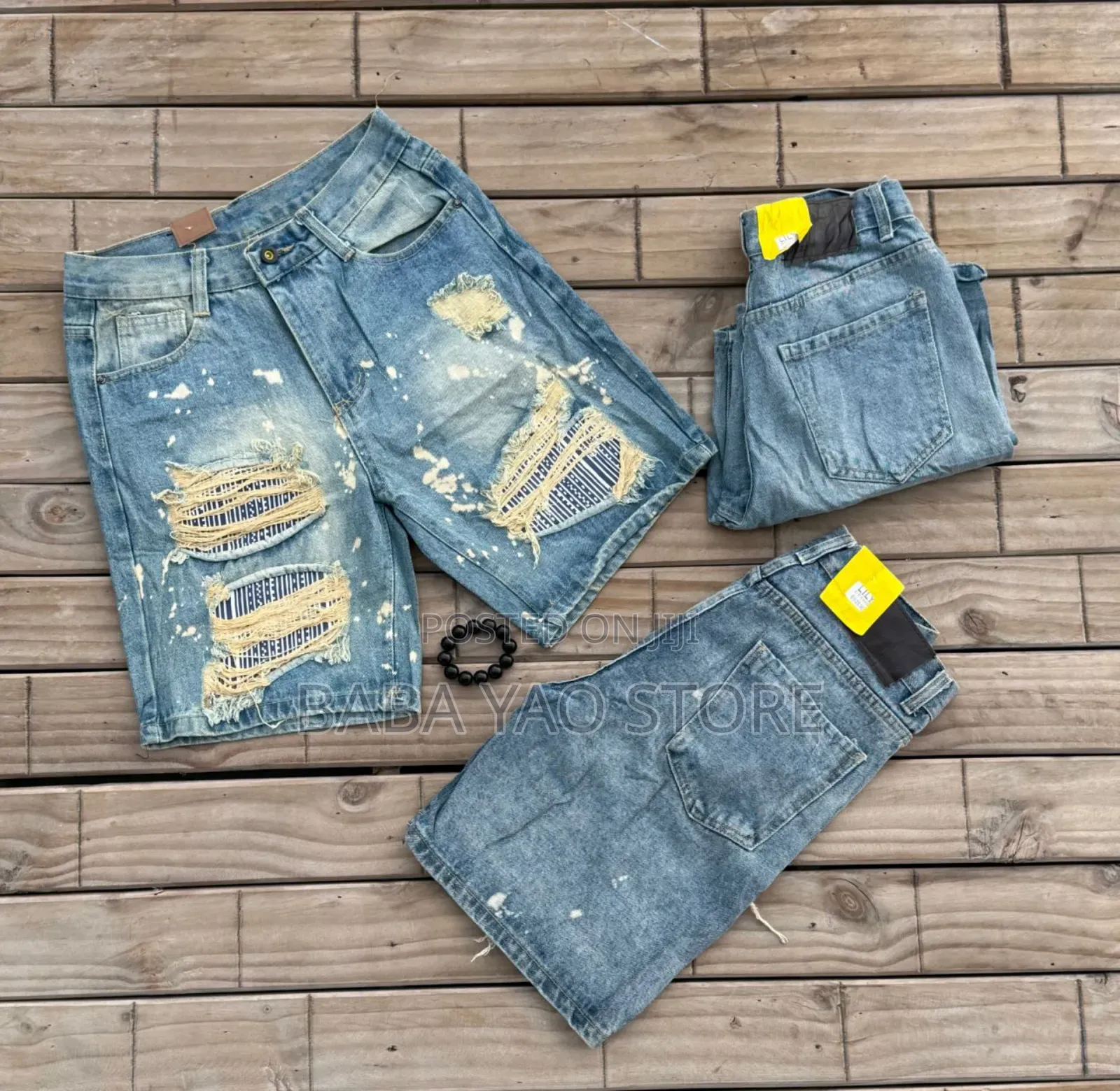 Men's Summer Baggy Jeans Short Breathable Loose Wode Leg Pants