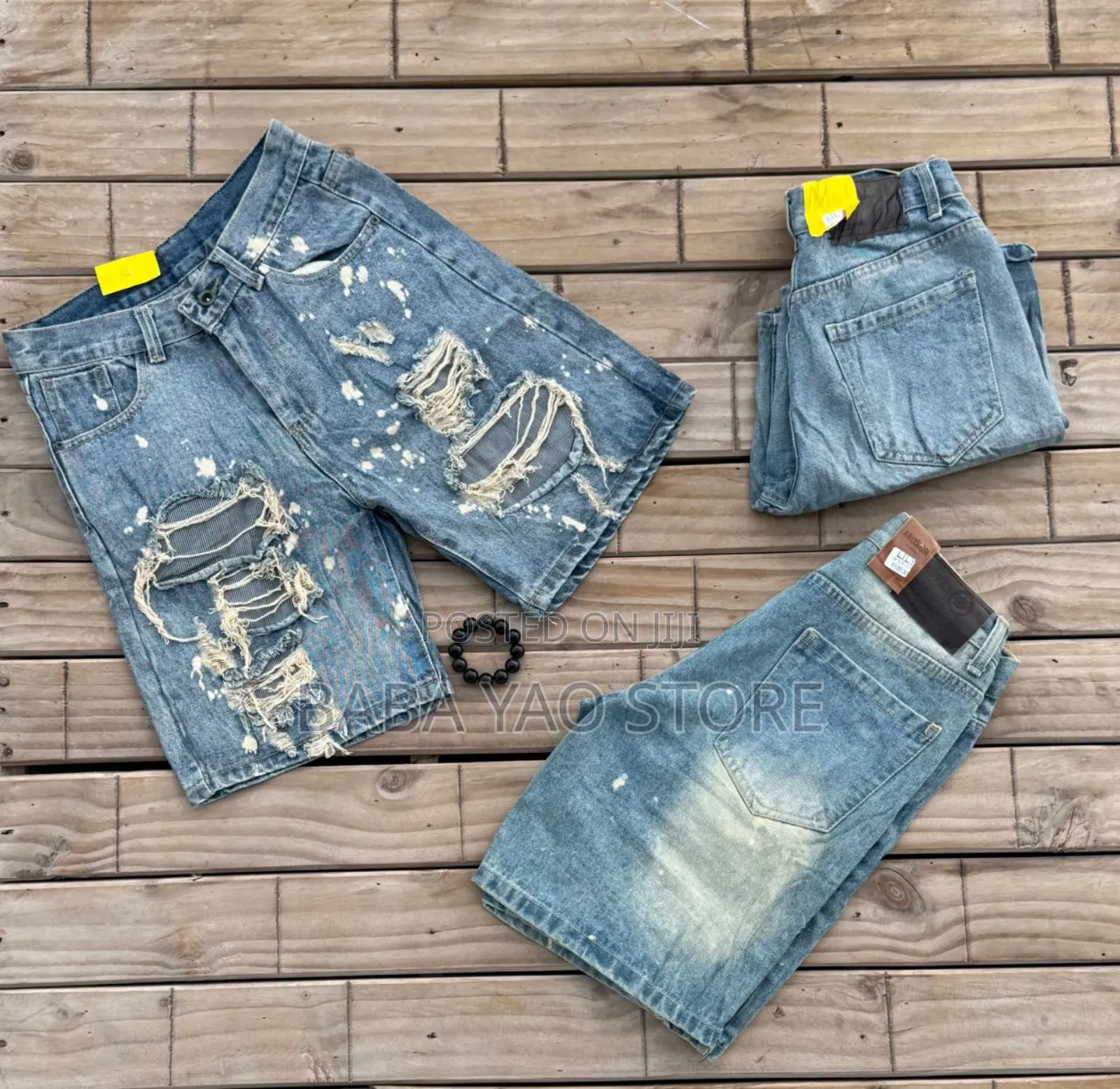 Men's Summer Baggy Jeans Short Breathable Loose Wode Leg Pants