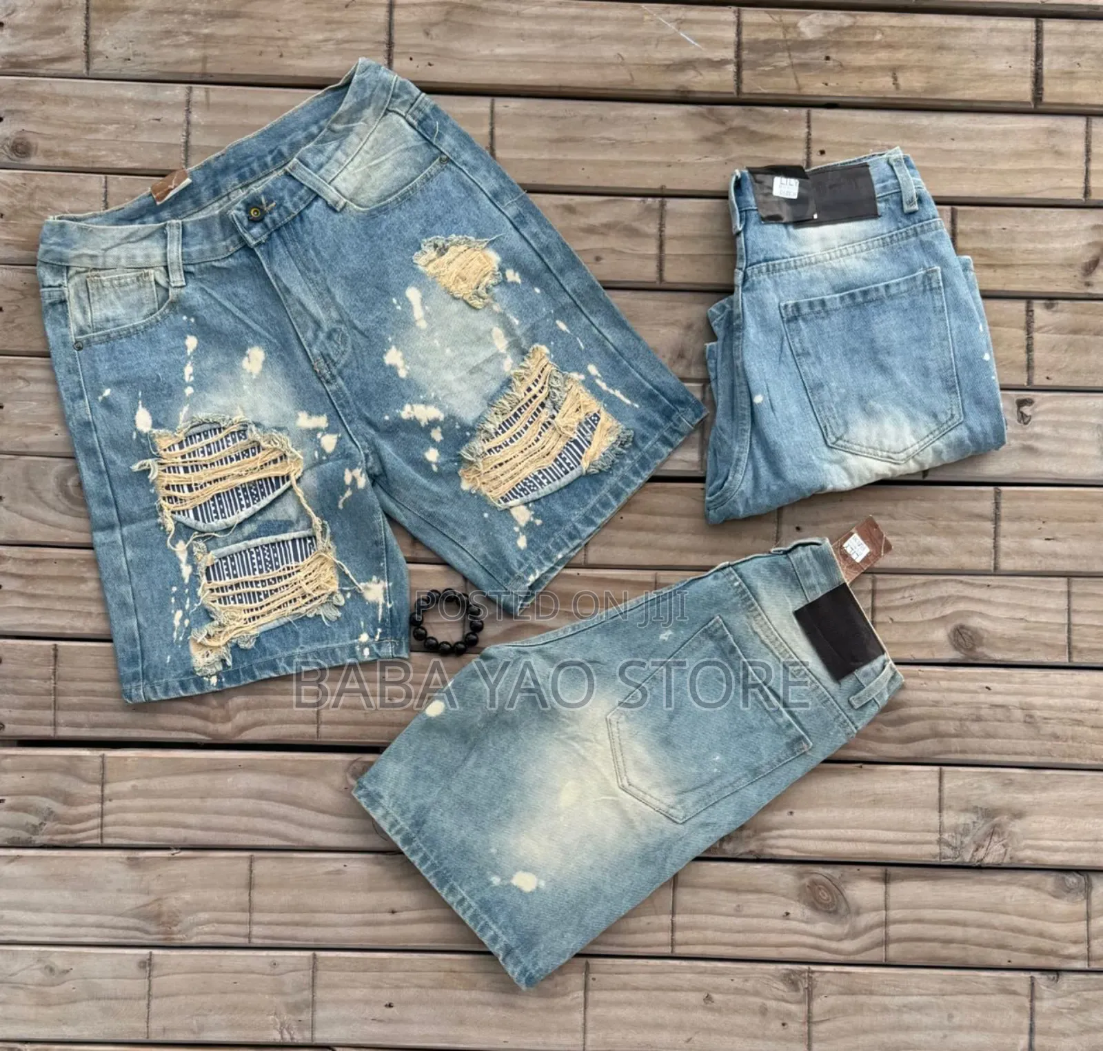 Men's Summer Baggy Jeans Short Breathable Loose Wode Leg Pants