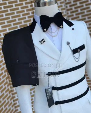 White Suit Black Stripes Suits