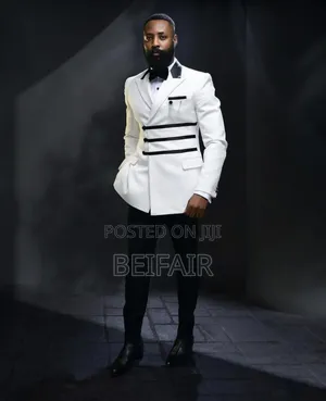 White Suit Black Stripes Suits