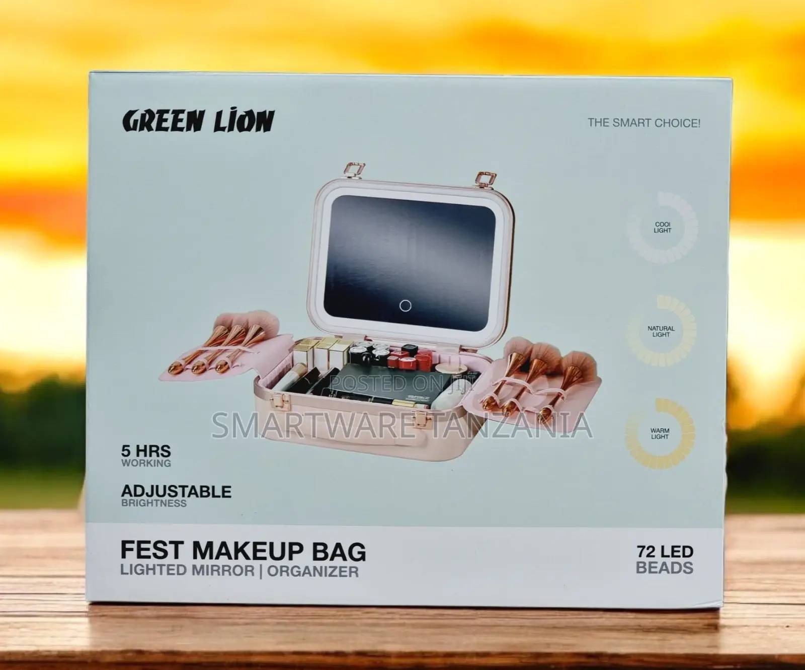 Green Lion Fest Make-Up Bag, 72 Led Beads, 5w Power, 2000mah Battery