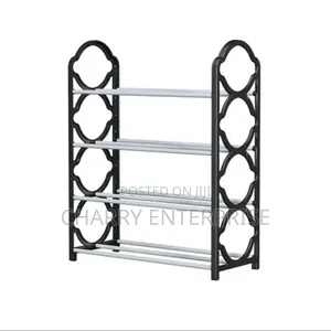 Space Saving Shoe Organizer With Four Tiers For Storing Multiple Pairs