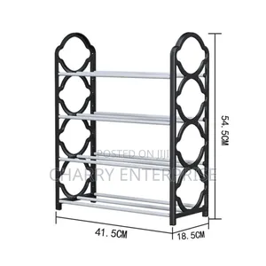 Space Saving Shoe Organizer With Four Tiers For Storing Multiple Pairs