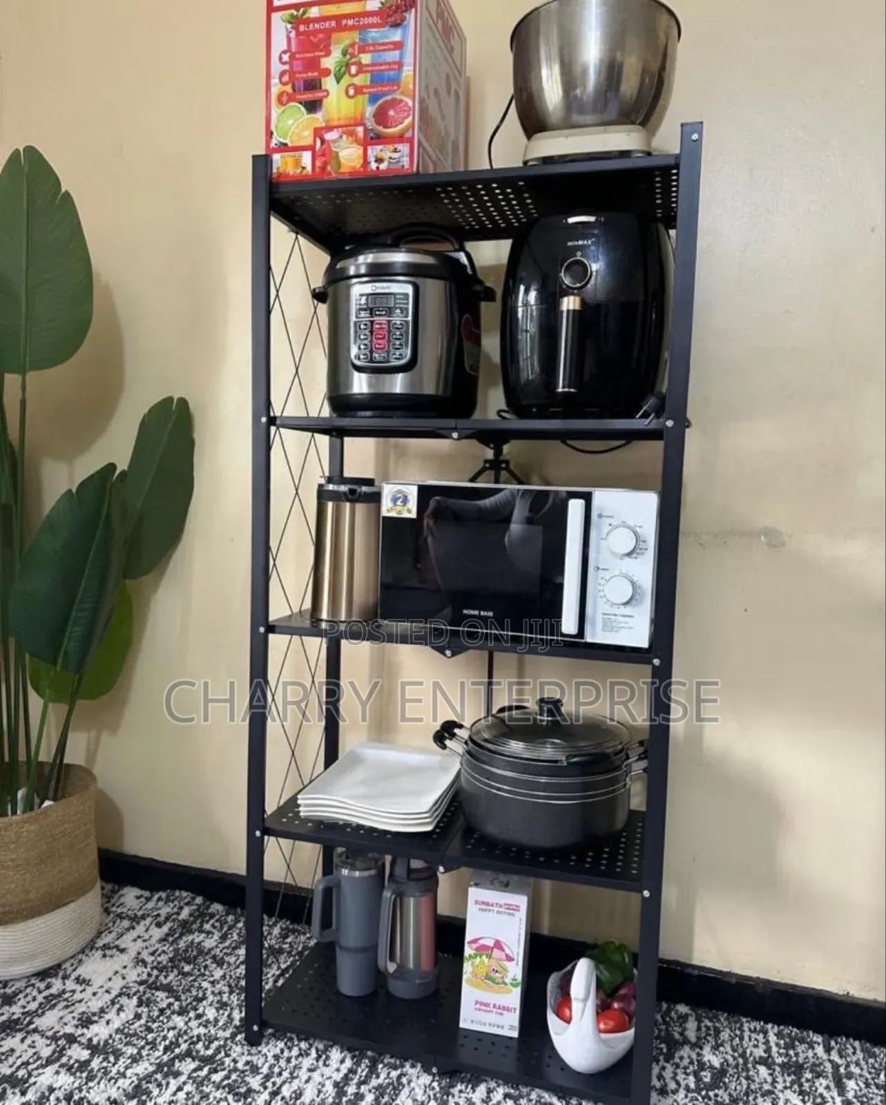 Movable Multipurpose 5-Tier Foldable Storage Rack or Shelf on Wheels