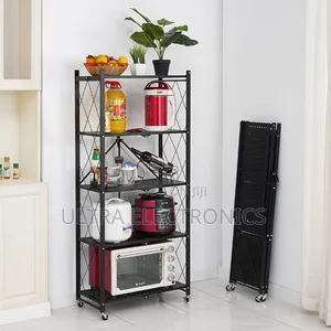 Movable Multipurpose 5-Tier Foldable Storage Rack or Shelf on Wheels