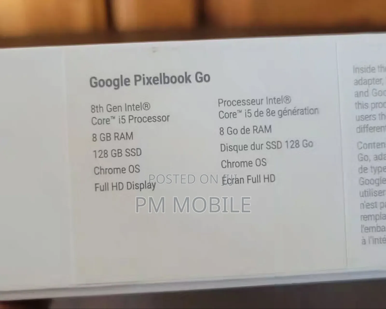 New Laptop Google Pixelbook 8GB Intel Core I5 SSD 128GB