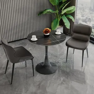 Modern Bistro Noble Dining Set (Black Marble-Effect)