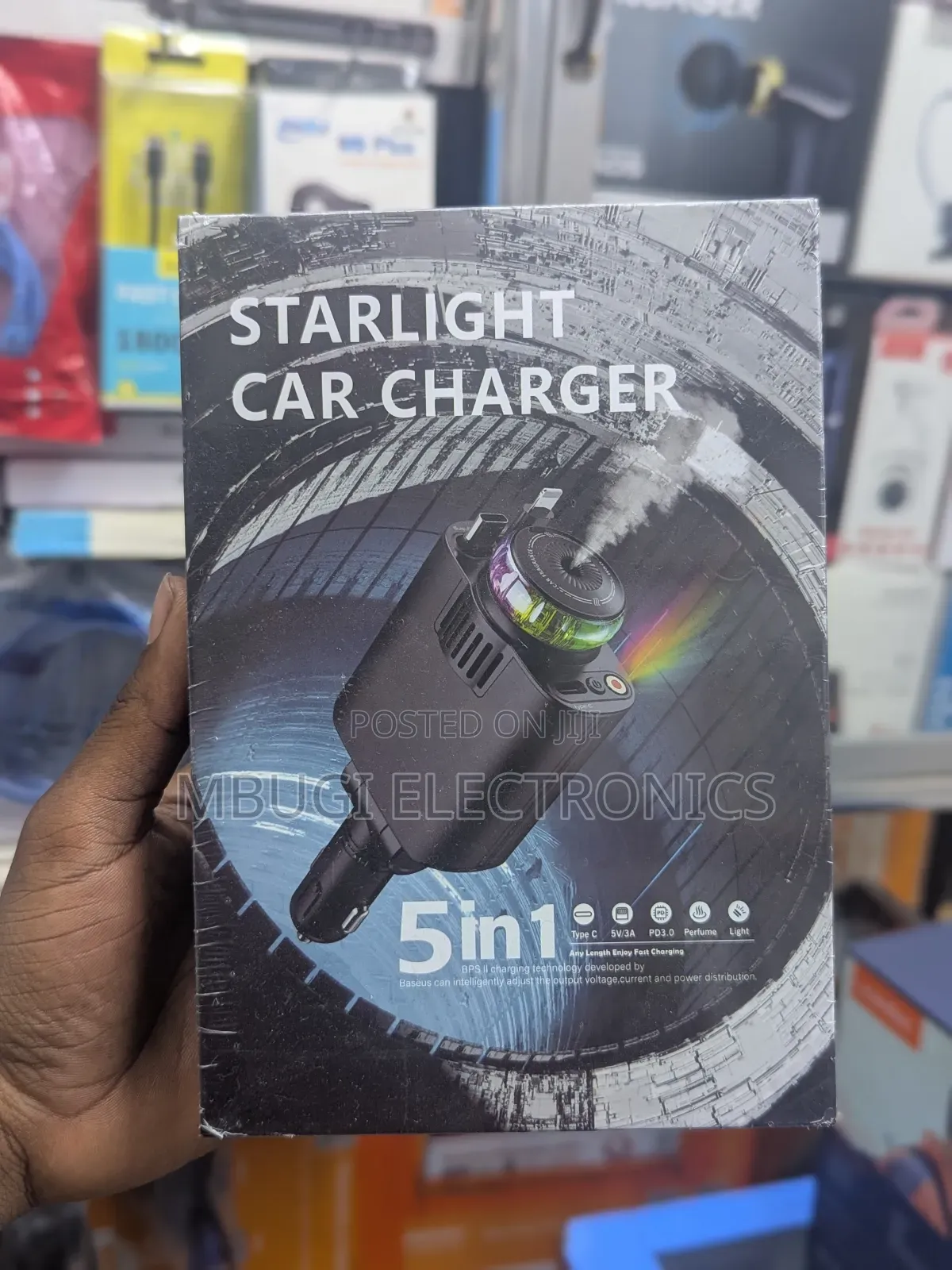 Starlight 5 in 1 Car Charger - Deco Light, Diffuser, Fast Charging