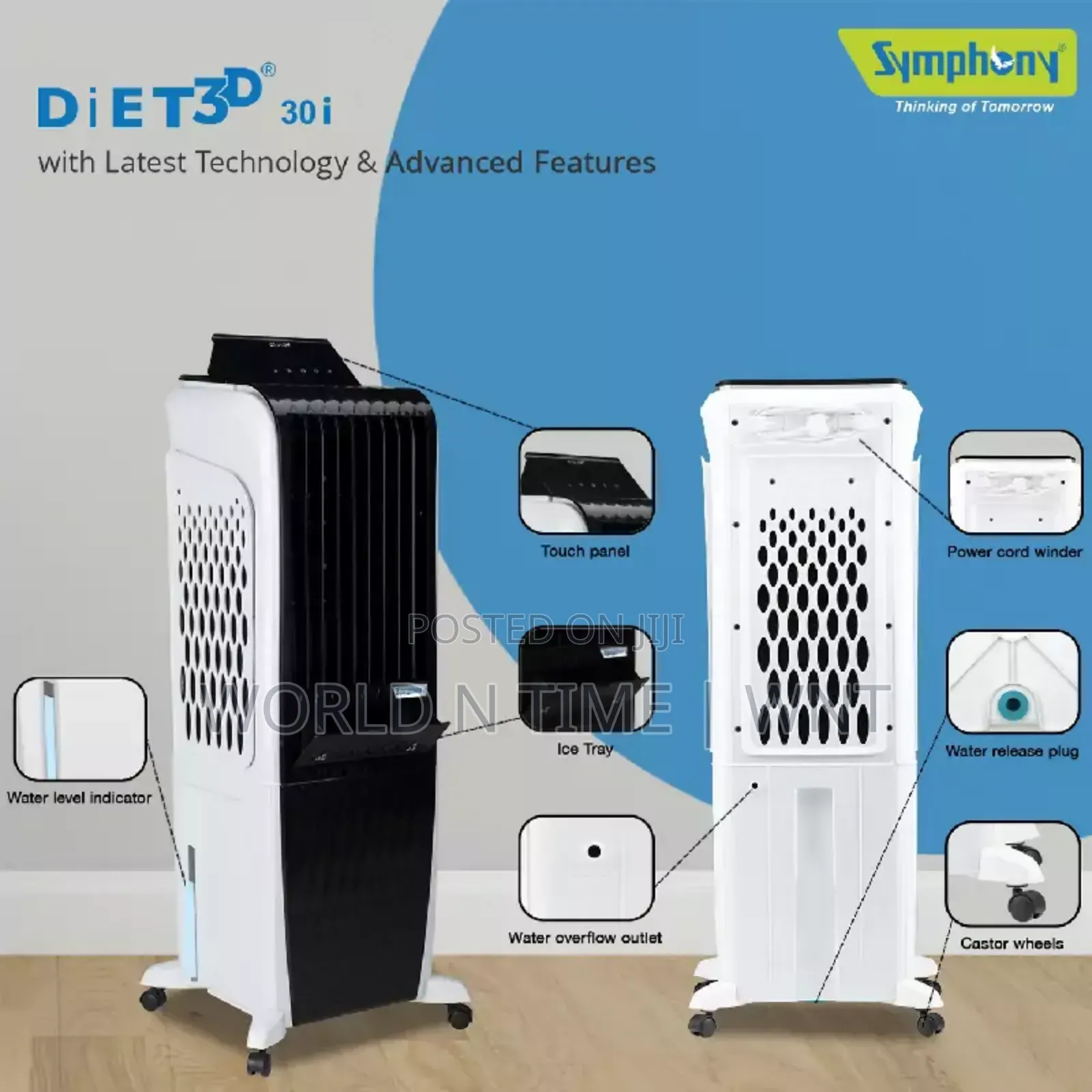 Symphony Tower Air Cooler 30l With Magnetic Remote Diet 3d 30i