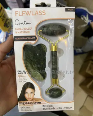 Flfwlass Rose Quartz Facial Roller Massager With Eye Stone