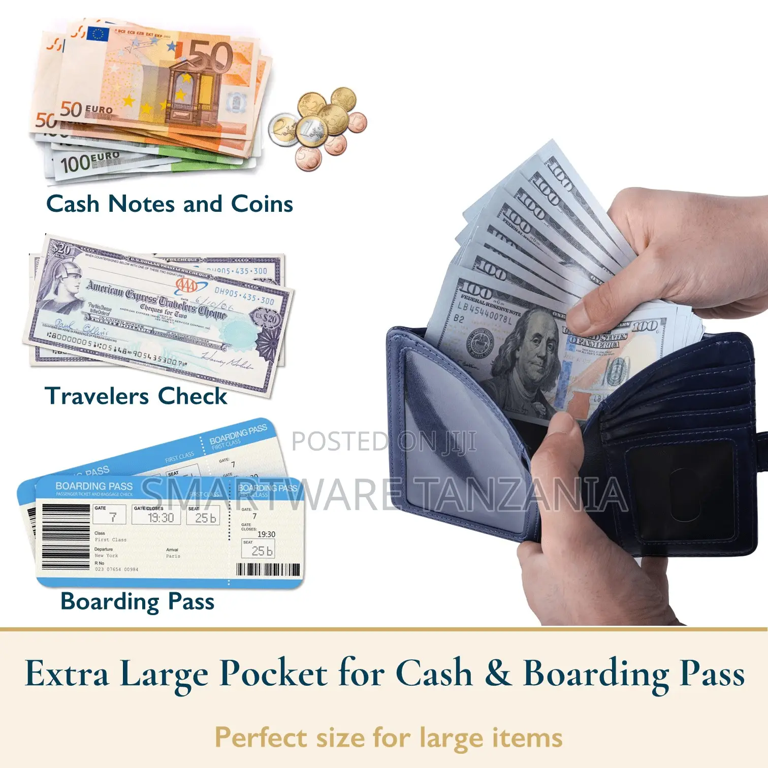 Stylish Pu Leather Passport Travel Wallet With Rfid Blocking