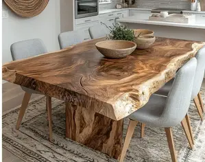 Dinning Table Ya Mbao Ya Mtiki Ina Viti Sita