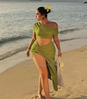 Crinkly Knitted Ribbed Green Sexy Dress