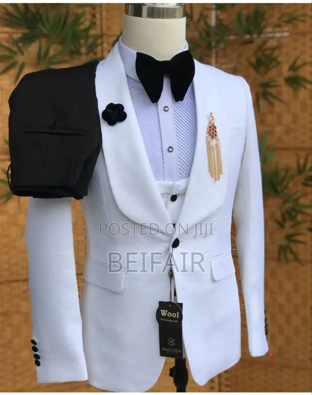 White Jacket and Waistcoat | Black Tro