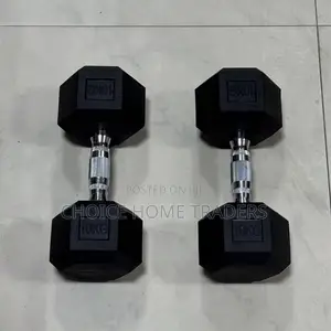 Hexagon Rubber Dumbbell 10kg)