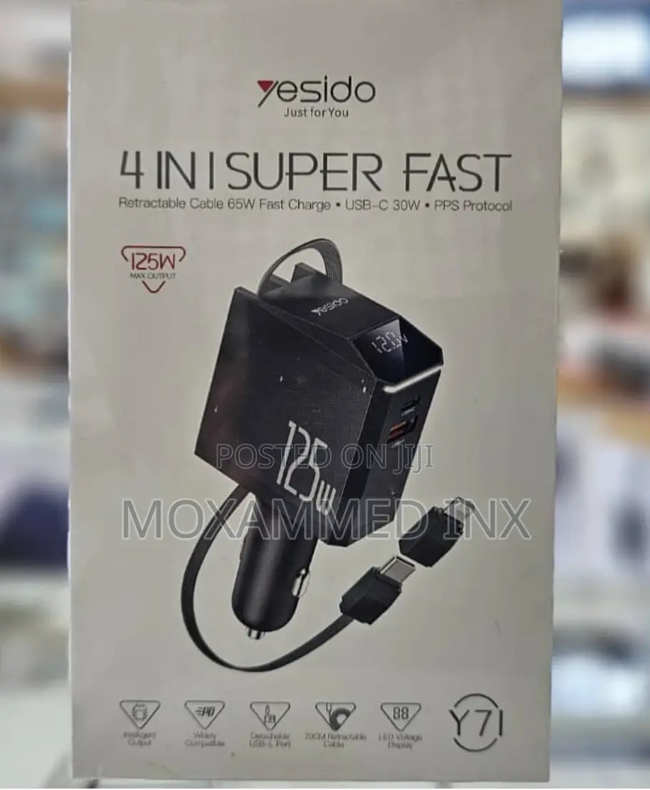 Y71 Yesido 4in1 Super Fast Car Charger 125watts