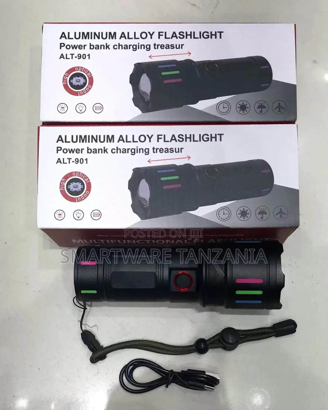Aluminum Alloy Flashlight Power Bank Charging Treasure