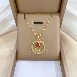 Charming and Elegant Tulip and Rose Pendant Necklace With Hollow