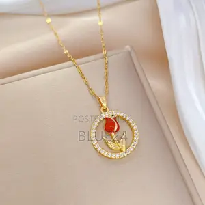 Charming and Elegant Tulip and Rose Pendant Necklace With Hollow