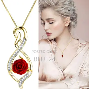 Fashion Rose Necklace Cross Zircon Pendant Engagement Necklaces