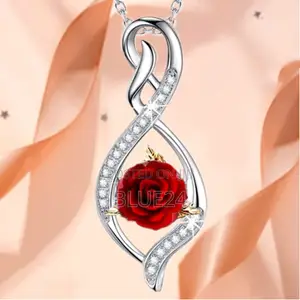 Fashion Rose Necklace Cross Zircon Pendant Engagement Necklaces