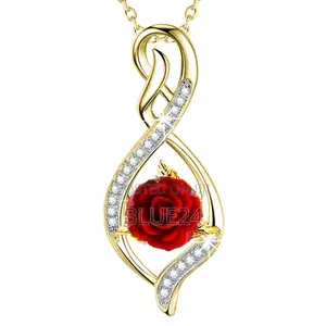 Fashion Rose Necklace Cross Zircon Pendant Engagement Necklaces
