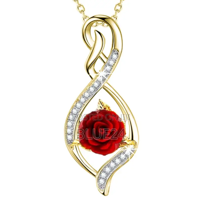 Fashion Rose Necklace Cross Zircon Pendant Engagement Necklaces