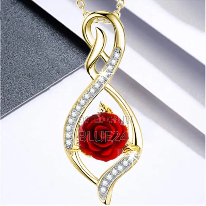 Fashion Rose Necklace Cross Zircon Pendant Engagement Necklaces