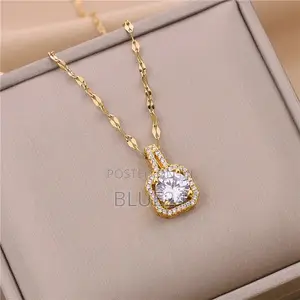 Korean Style Fashion Square Zircon Stainless Steel Necklaces for Women