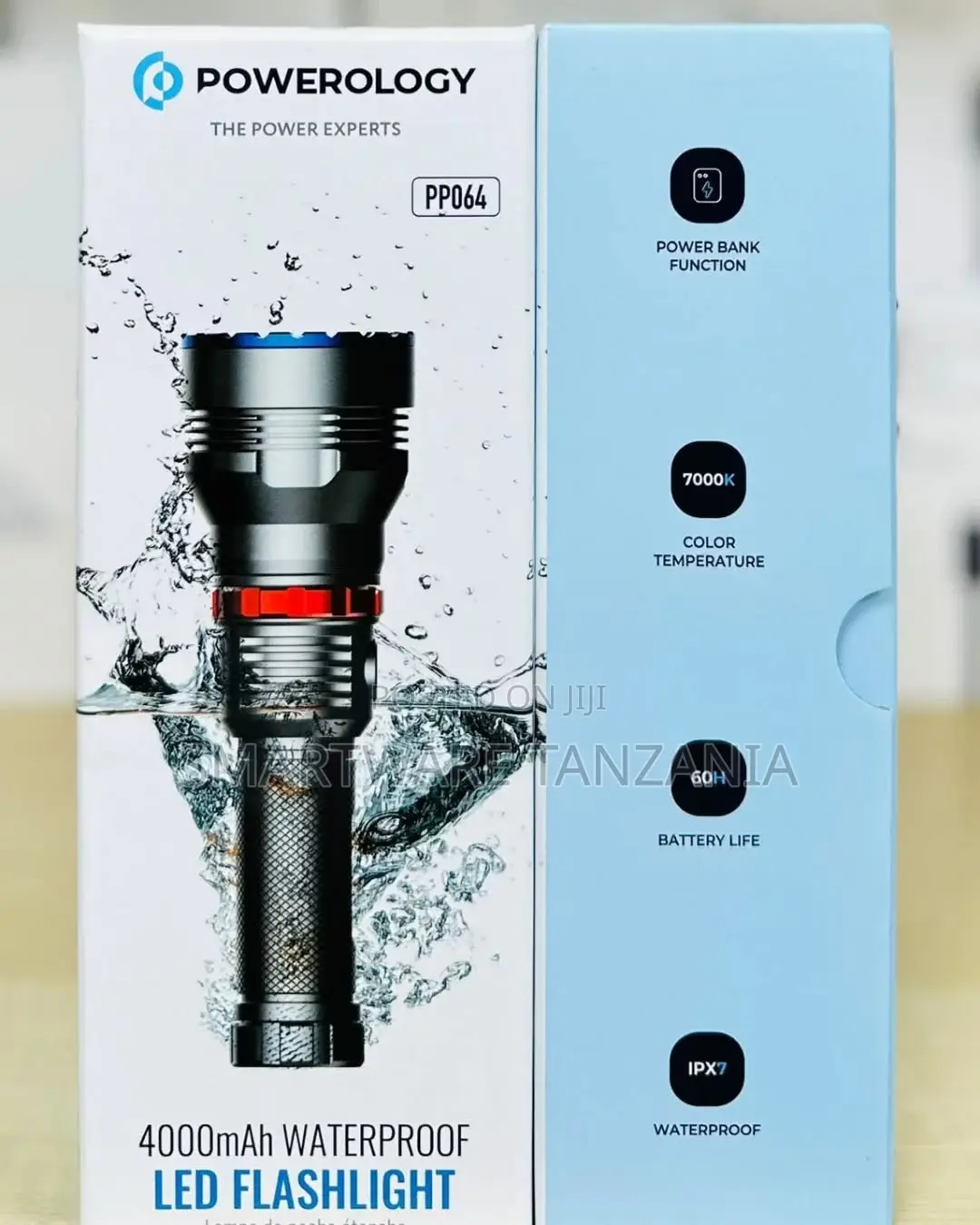 Powerology 4000mah Waterproof Led Flashlight - Black