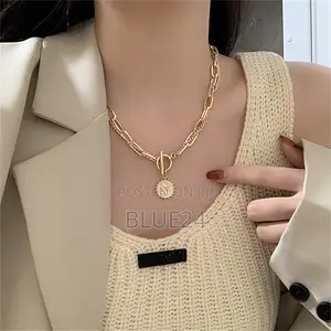 Tredny 2023 New Fashion Kpop Beauty Head Coin Choker Necklace Gold