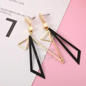 Korean Long Statement Geometric Triangle Tassel Dangle Earrings