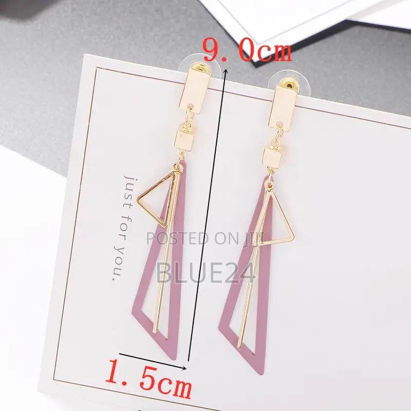 Korean Long Statement Geometric Triangle Tassel Dangle Earrings
