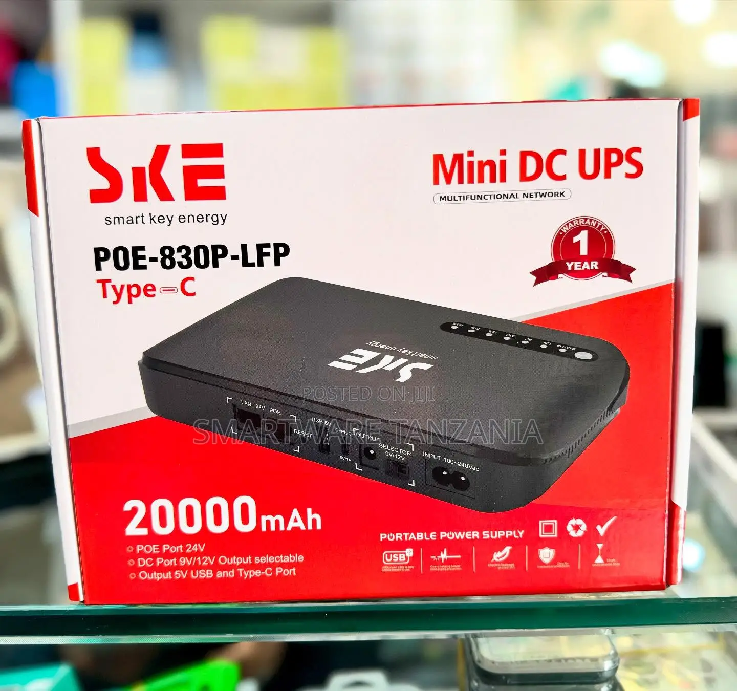 Ske Poe-830p-LFP Mini Dc Ups With 20000mah Power Bank