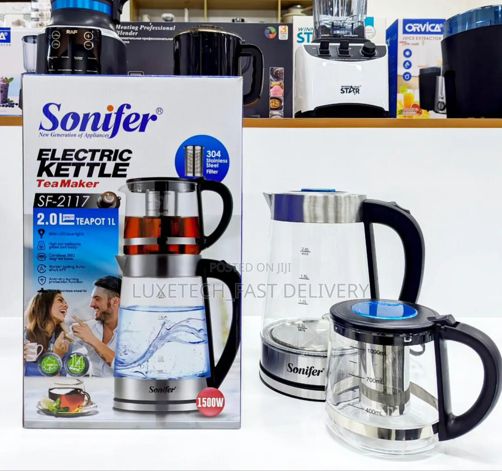 Sonifer Sf-2117 Electric Kettle Tea Maker (2l + 1l)
