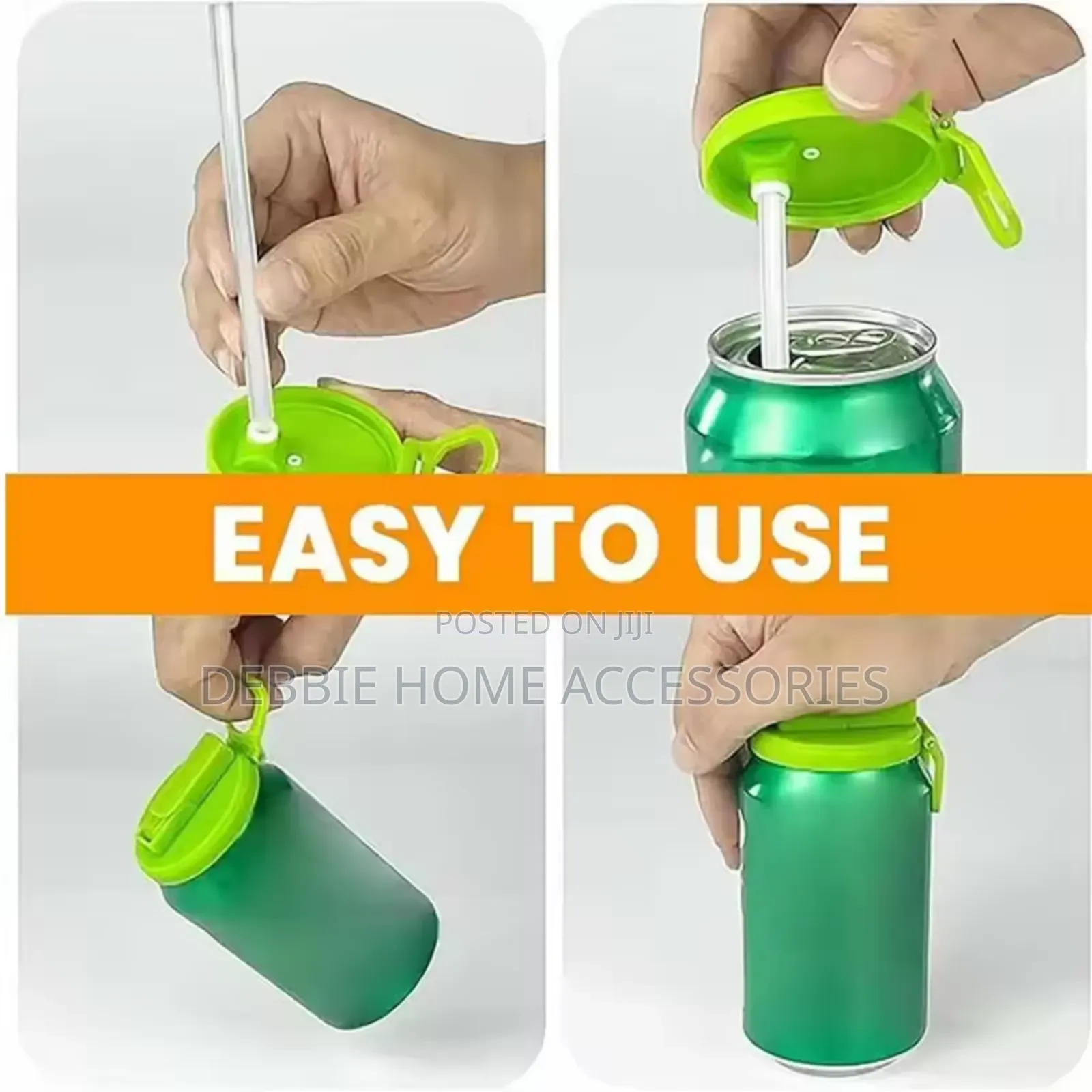 New Reusable Portable Soda Can Lid With Silicone Straw