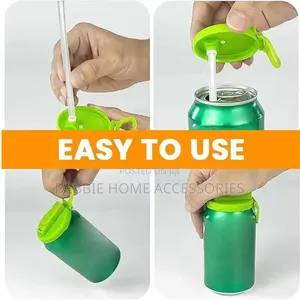 New Reusable Portable Soda Can Lid With Silicone Straw