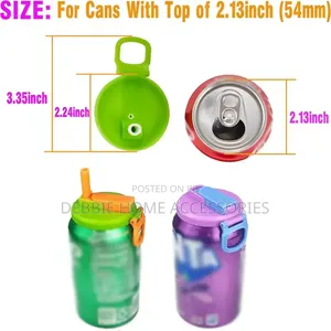 New Reusable Portable Soda Can Lid With Silicone Straw