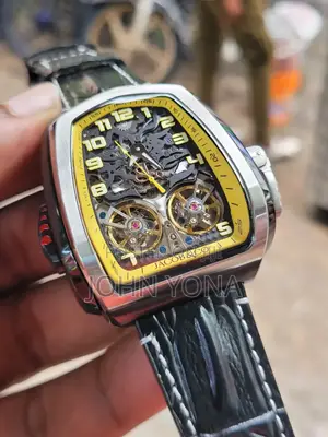 Jacob Co Twin Turbo Watch With Yellow Dial