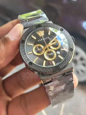 Versace Men's Greca Logo Chronograph Watch Black