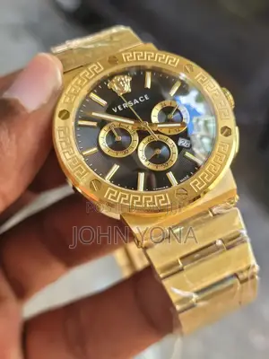 Versace Greca Logo Chronograph Watch With a Black Dial