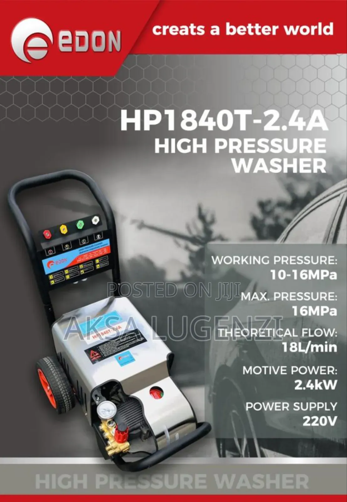 Pressure Washer Hp1840t-2.4a Edon Brand New