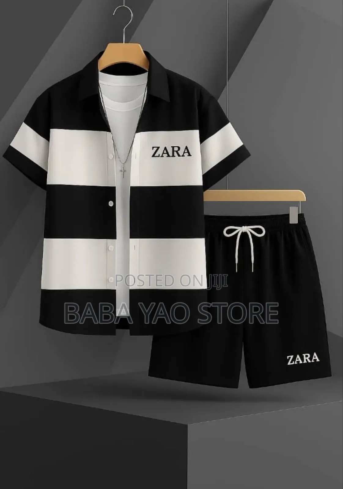 Men's Dual-Purpose Summer Fashion Shirt and Short Breathable Suit.
