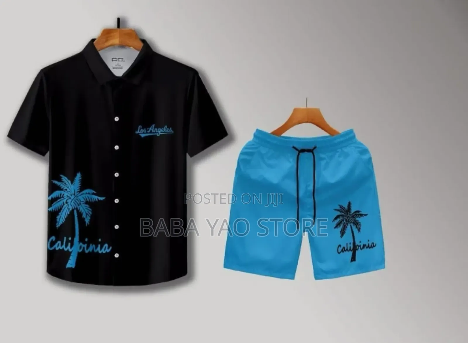 Men's Casual 2pcs Set Breathable Quick Dry Neck Shirt Pants Suits.